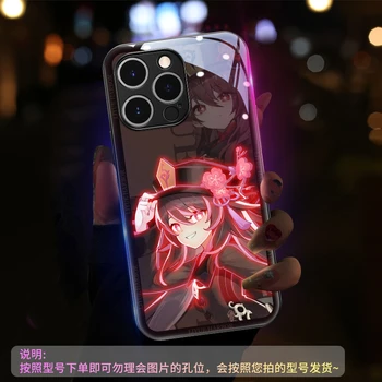 Для Genshin Impact Светодиодный Чехол Для телефона с подсветкой Samsung S23 S21 S22 Plus Ultra Note 10 20 A21S A53 Смарт-Блестящая Задняя Крышка Телефона