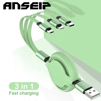 ANSEIP 3 в 1 Выдвижной USB-кабель Micro USB Type C для зарядки IOS 3A Многопортовый зарядный шнур для Huawei Xiaomi Samsung iPhone
