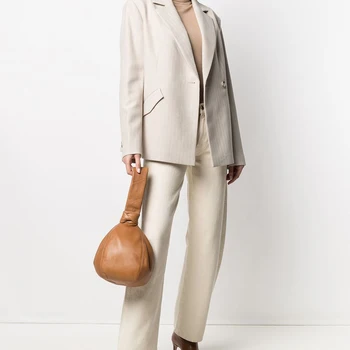 Женский блейзер с лацканами, асимметричное однобортное однотонное пальто, элегантный модный костюм 2023 года, Новая женская одежда