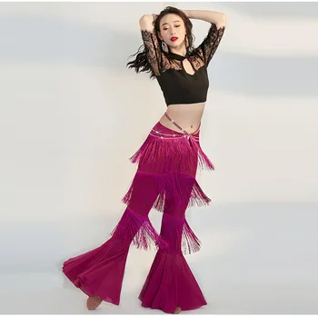 Новая одежда для танца живота Летняя Одежда для занятий танцами живота для начинающих, Женский топ/ брюки для танца живота, комплект из 2 предметов