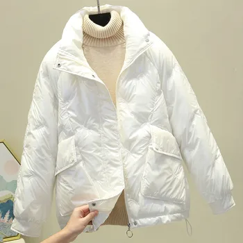 Осенне-зимние пальто 2022 года, Новые корейские куртки с хлопчатобумажной подкладкой, Женская одежда, пуховики, Короткая Свободная верхняя одежда для девочек