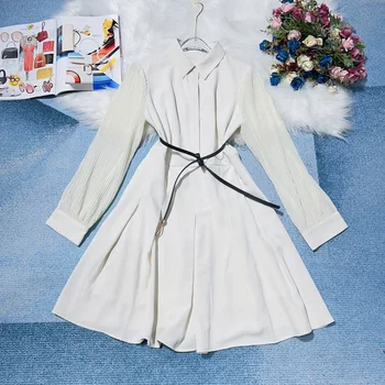 Новая женская одежда на весну и лето 2023 г. Платье с плиссированной талией из шифона с рельефной строчкой 0320
