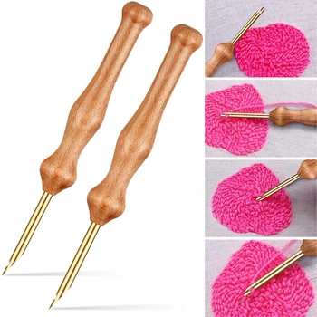 Ручки для вышивания с деревянной ручкой Швейный перфоратор Игла Инструменты для плетения поделок Аппликация Украшение