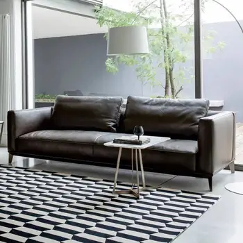 Офисный диван в скандинавском стиле, кожа, простая современная деловая стойка регистрации, офисный диван, чайный столик для трех человек
