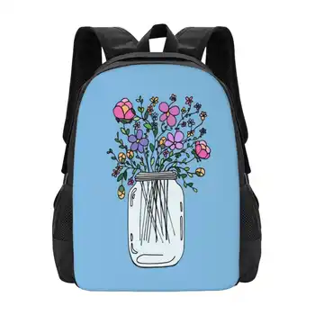 Стеклянная банка с цветочным рисунком Дизайнерская сумка Студенческий рюкзак Девчачий Креативный Хипстер Модный Уникальный Летний Секретный сад