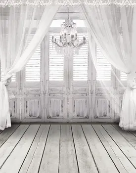 Винтажная комната Деревянный пол Белое окно Фотофоны Реквизит для фотосъемки Студийный фон 5x7ft