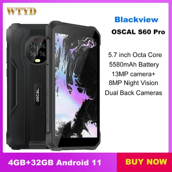 Blackview OSCAL S60 Pro 5,7-дюймовый Android 11 4 ГБ + 32 ГБ Водонепроницаемый Прочный Телефон 5580 мАч Восьмиядерный 4G NFC Смартфон