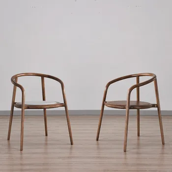 Обеденный стул FOSUHOUSE для кухни, кресло из массива дерева, Одноместный стул, окружающие стулья, Переговорный стул с круглой спинкой, стул для чайной комнаты