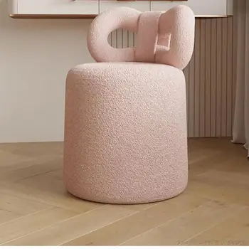 Скандинавский стул для макияжа домашний комод со спинкой кремовый ветер современная гостиная стул-бабочка гвоздь низкий круглый табурет