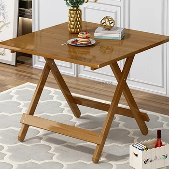 Современные обеденные столы из бамбука для домашней мебели Портативный складной стол Простота Творческая Личность Домашние Квадратные столы