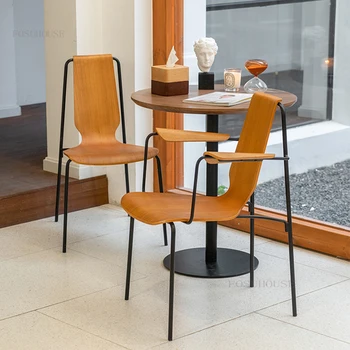 Современные минималистичные обеденные стулья, ресторан в индустриальном стиле, Ретро-спинка, рабочий стул, Легкий Роскошный обеденный стул для креативного отдыха.