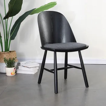 Скандинавские обеденные стулья для кухни, стул из массива дерева, Мягкая сумка, стул для гардеробной, кабинета, мебели для дома, Дизайнерский стул со спинкой из ткани