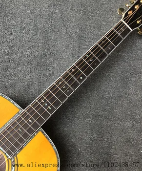 Корпус OM, верх из цельной ели желтого цвета, 39-дюймовая высококачественная акустическая гитара 42, бесплатная доставка