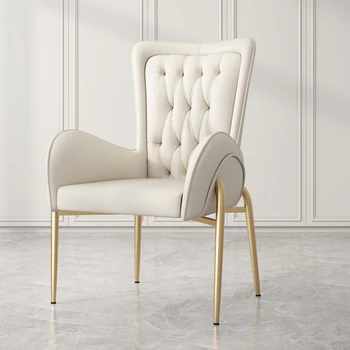 Обеденный стул из скандинавской кожи, современное кресло, роскошный дизайн отеля, белое кресло для приема гостей, коммерческая мебель для ресторана, диван-кресло