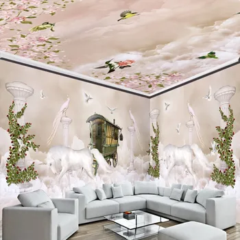 beibehang Единорог римское небо облака На заказ любого размера 3D настенные обои для гостиной Современная мода фотообои обои