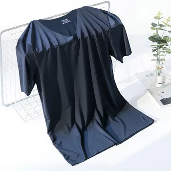 Мужская футболка Ice Silk Trackless с коротким рукавом, мужская тонкая рубашка с коротким рукавом с V-образным вырезом, спортивная короткая футболка, летние шорты