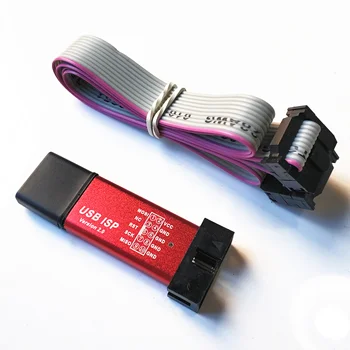 Новый программатор USB ISP в алюминиевом корпусе USBISP USBASP ASP для 51 ATMEL AVR WIN7 64 (случайный цвет)