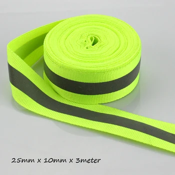 3 метра 25 мм * 10 мм Зеленой защитной светоотражающей ленты, тканевые ленты, краны для пришивания ленты