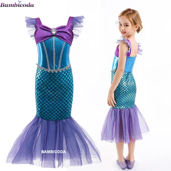 Платье принцессы Русалочки Ариэль для девочек, костюмы для косплея Для детей, комплекты одежды Русалки, Американская одежда, одежда для Хэллоуина