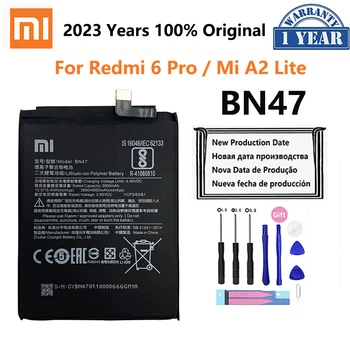 Оригинальный аккумулятор телефона Xiao Mi BN47 для Xiaomi Redmi 6 Pro /Mi A2 Lite, высококачественные сменные аккумуляторы для телефонов емкостью 4000 мАч.