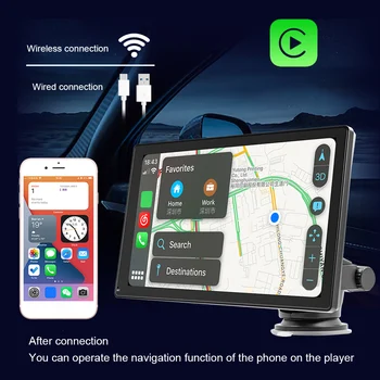 9-Дюймовое беспроводное автомобильное радио, совместимое с Bluetooth, Carplay Android Auto, Беспроводной мультимедийный плеер с сенсорным экраном HD, радиоприемник