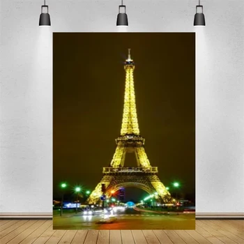 Фон для фотосъемки Эйфелевой башни, реквизит для ночного просмотра Парижа, украшение тематической вечеринки в Париже, Баннер с известной достопримечательностью города.