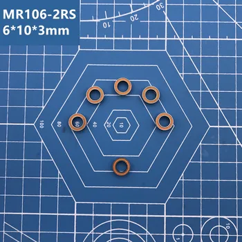 Бесплатная доставка высококачественный подшипник MR106RS (10ШТ) 6*10*3 мм миниатюрные шарикоподшипники MR106-2RS оранжевого цвета с герметичным подшипником MR106 2RS