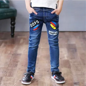 IENENS Kids Джинсы-стрейч для мальчиков Весна-осень Длинные брюки Прямые джинсовые брюки для мальчиков Детские ковбойские брюки большого размера