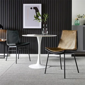 Современный обеденный стул Домашние скандинавские стулья Мебель для столовой Ретро Стул промышленного дизайнера Кожаное кресло Обеденные стулья TG