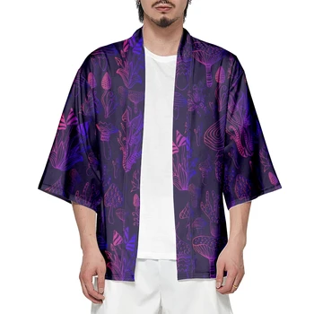 Кимоно Мужское и женское 2023 Японское Традиционное Кимоно Кардиган с грибным узором Косплей Пляжная рубашка Летние халаты 1