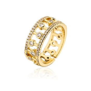 Регулируемое кольцо с полым геометрическим отверстием для женщин, покрытое медью из золота 18 Карат, Персонализированное кольцо