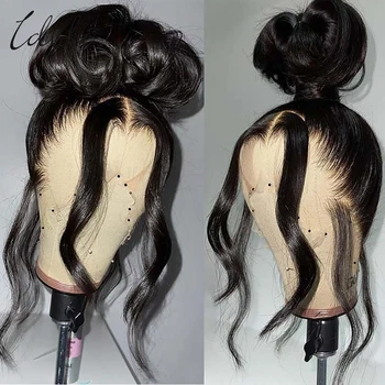 Объемный волнистый парик из человеческих волос с кружевом спереди, 360 полных кружевных париков из человеческих волос, предварительно выщипанных, натурального цвета, HD Кружевные фронтальные парики из человеческих волос