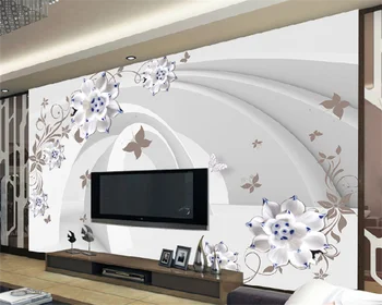 Фантазийные рельефные цветы, 3D трехмерное пространство, домашний декор, настенная роспись, фон для телевизора, обои на заказ для роскошной гостиной