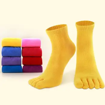 Носки с пятью пальцами, 8 цветов, Женские Модные Дышащие Хлопковые Нескользящие носки, Противоскользящие Кальцетины, Короткие невидимые носки без показа