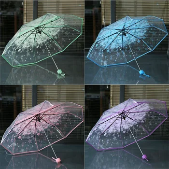 Романтический прозрачный купол с пузырчатыми цветами, милый дизайнерский зонтик в готическом стиле от ветра и сильного дождя, женский зонт от солнца
