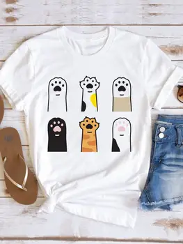 Женская рубашка с рисунком женской лапы, Милая кошка, собака, футболки с принтом для домашних животных, футболка с графическим принтом, Красивая футболка
