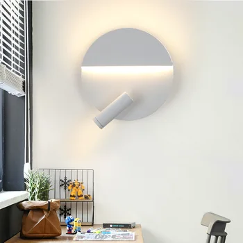 Современные светодиодные настенные светильники с выключателем Nordic Simple круглая квадратная подсветка со свободным вращением Бра настенный светильник Домашняя прикроватная лампа для спальни