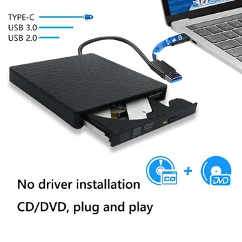 Внешний DVD-привод Type C /USB 3.0 CD-плеер ПК DVD-RW ROM-Плеер CD-RW Внешний CD-DVD-привод Для Macbook Windows / Mac OS/ Linux