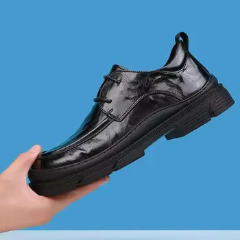 Мужские модельные туфли на шнуровке, повседневные деловые кожаные туфли для мужчин, черные официальные свадебные туфли
