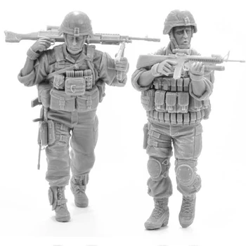 Фигурка из неокрашенной смолы в масштабе 1/35, солдаты США, 2 фигурки