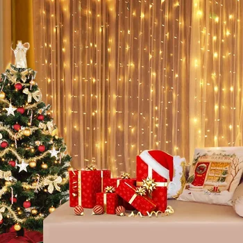 Рождественский USB Светодиодный занавес, Гирлянда, Светодиодная гирлянда, Рождественские гирлянды, украшения 2022, Праздничный Свадебный Декоративный световой занавес