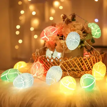Пасхальный шнур, Солнечная энергия, дизайн трещин, яркий цвет, Счастливое Пасхальное яйцо, светодиодный красочный шар, гирлянда для дома