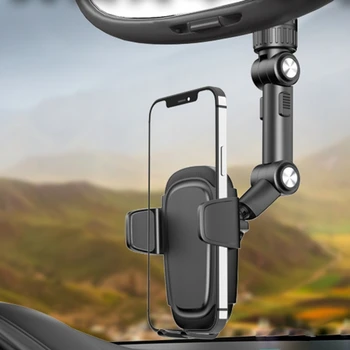 Универсальный автомобильный держатель для телефона, Вращающаяся на 360 градусов камера, Зеркало заднего вида, крепление для крепления на сиденье, GPS-подставка для мобильного телефона
