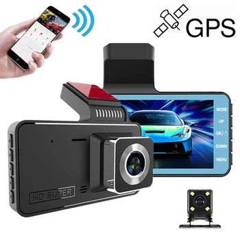 Видеорегистратор Dash Cam Автомобильный видеорегистратор WiFi 4.0 Full HD 1080P Камера заднего вида, Видеомагнитофон, Черный ящик ночного видения, видеорегистратор, Автомобильные Аксессуары, GPS-трек