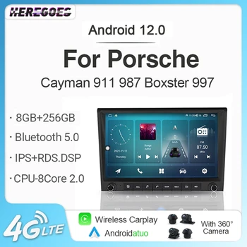 720P 8GB + 256GB Auto Android 12 Автомобильный Радио Мультимедиа GPS Плеер Carplay Навигация Wifi Для Porsche Cayman 911 987 Boxster 997