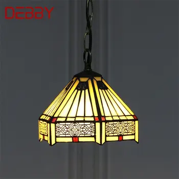 Подвесной светильник DEBBY Tiffany Glass LED, Креативный простой винтажный подвесной светильник, Декор для дома, столовой, спальни, отеля