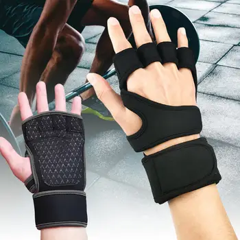 1 Пара перчаток для тяжелой атлетики, Противоскользящие Силиконовые Регулируемые спортивные перчатки, Ударопрочные перчатки на полпальца, дышащие перчатки для верховой езды