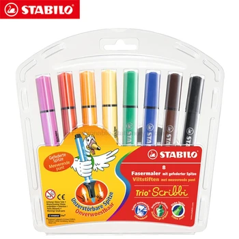 STABILO 368/8-01 368/12-01 Художественный маркер, высококачественные кисти, кончик ручки 1,5-2 мм, яркая красочная роспись, 8 цветов