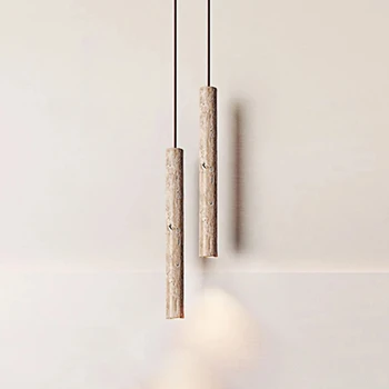 Скандинавский ультратонкий цилиндрический Креативный Мраморный светильник небольшого размера с подсветкой простого дизайна, вертикальный светодиодный декоративный подвесной светильник для ресторана