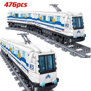 476pcs CITY MOC технический железнодорожный транспорт трек Поезд Строительные блоки Модель рельса метро кирпичи Детские игрушки для мальчиков